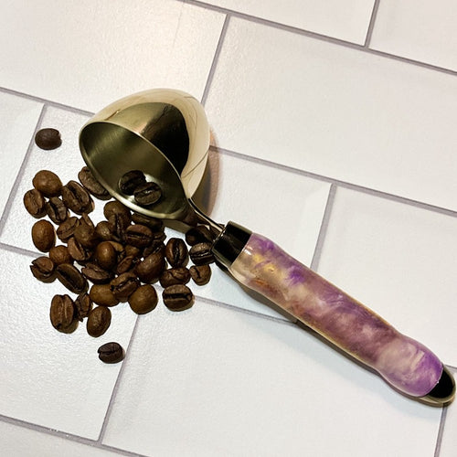Coffee Scoop - 2 TBS Stainless Steel - Maple & Light Lavender Sparkles
