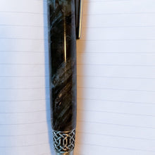 Load image into Gallery viewer, Pen - Celtic - Antique Pewter - Blue Buckeye Burl Wood