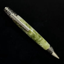 Load image into Gallery viewer, Pen - Celtic - Antique Pewter - Green and White Sparkles