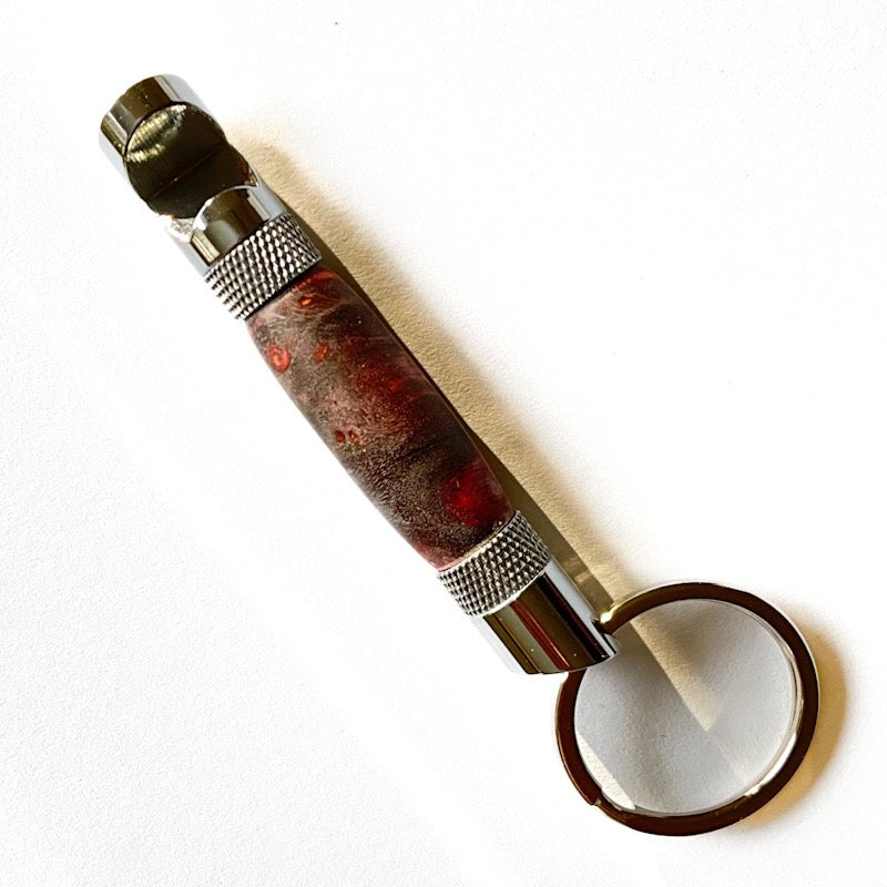 Bottle Opener - Chrome - Gray + Red Wood