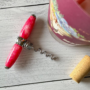 Bottle Stopper & Corkscrew - Candy Cane Sparkle