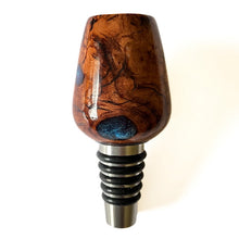 Load image into Gallery viewer, Bottle Stopper - Cherrywood with Blue Metallics