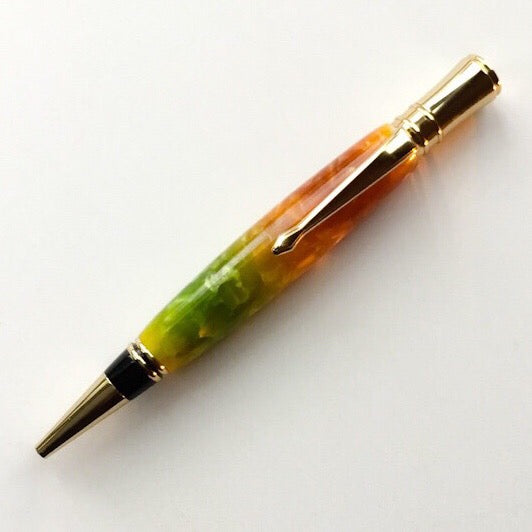 Pen - Executive Twist Gold Ballpoint with Orange-Yellow-Green